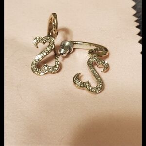 JANE SEYMOUR STERLING SILVER OPEN HEART EARRINGS WITH PAVE DIAMONDS